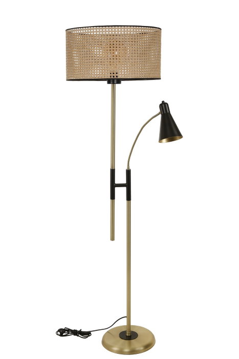 Opviq Lámpara de Pie Forza Eskitme con Pantalla de Rattan y Tela